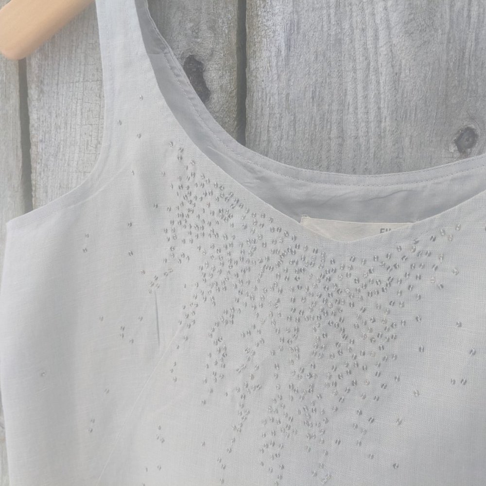 Eileen Fisher Gray Irish Linen Sleeveless Dress 4